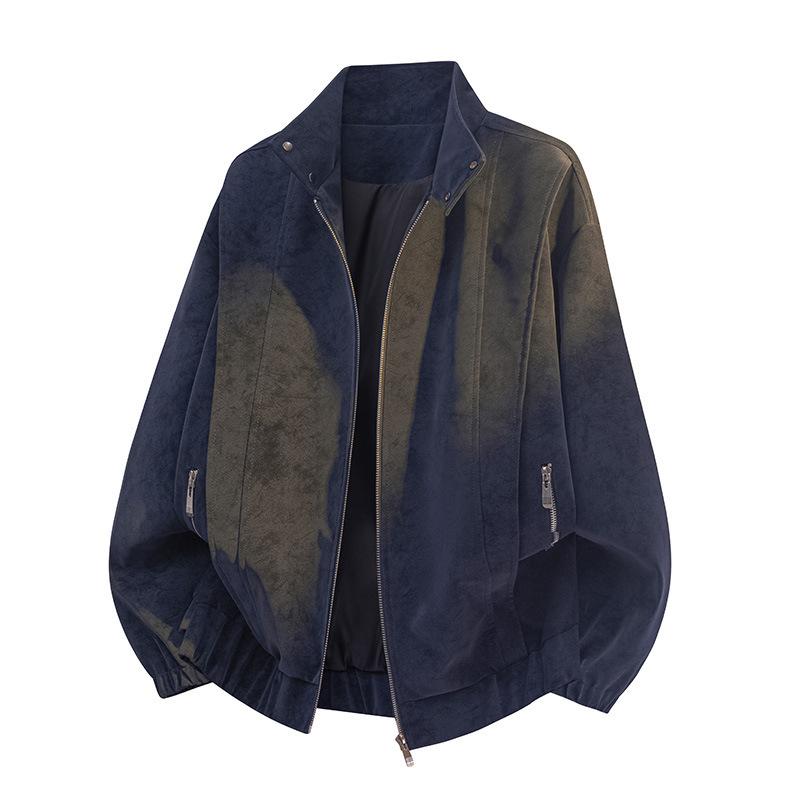 Large Size Jacket for Men's PU Leather Jacket for Men's Suede Fat Man's Stand-up Collar Jacket for Men's Loose Korean Style Light