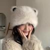 Cute and Cute Cat Ears Imitation Leather Fluffy Fluffy Hat Winter Warm Windproof Ear Protection Hat Head Hat