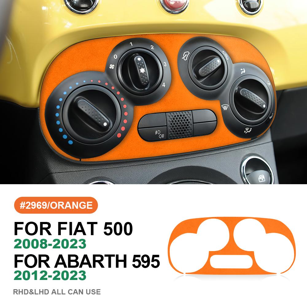 for Fiat 500 Abarth 595 2012 2013 2014 2015- Made of Alcantara Suede Sticker Central Ac Panel Trim Car Interior Accessories