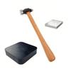 3Pieces Jewelry Making Tool Set Silicone Mat Wooden Base Iron Hammer Head Professional Stamping Hammer for Repairing