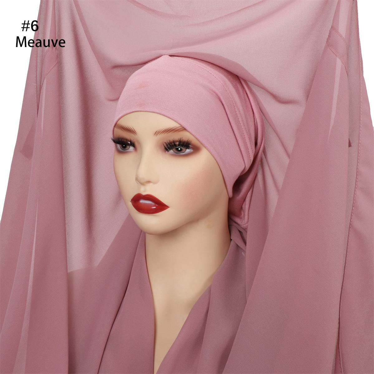 

Plain Bubble Chiffon Instant Hijab Shawls With Caps High Quality Wrap Beach Bufandas Ramadan Islamic Muslim Sjaal Ready To Wear