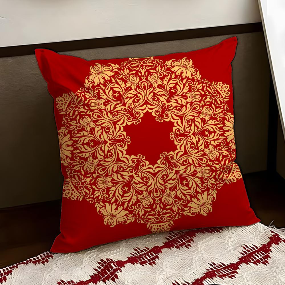 Quaint European Retro Motif Cushion Cover Reversible Soft Durable Pillow Cover Home  Car MultiScene Use for Daily Comfort