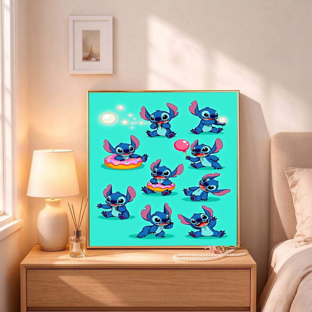 Colorful Stitch Friends 5D Round Diamond Painting Kit Diamond Embroidery Painting Rhinestones Mosaic Frameless Handwork Decoration Arts