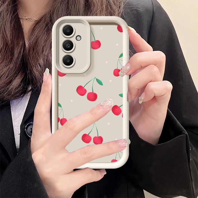 Handyhülle für Samsung Galaxy A55 A52 A33 Hüllen A24 A15 A12 A23 A22 5G A54 A52s A53 A14 funda Abdeckung Cartoon Einfache Kirschfrucht