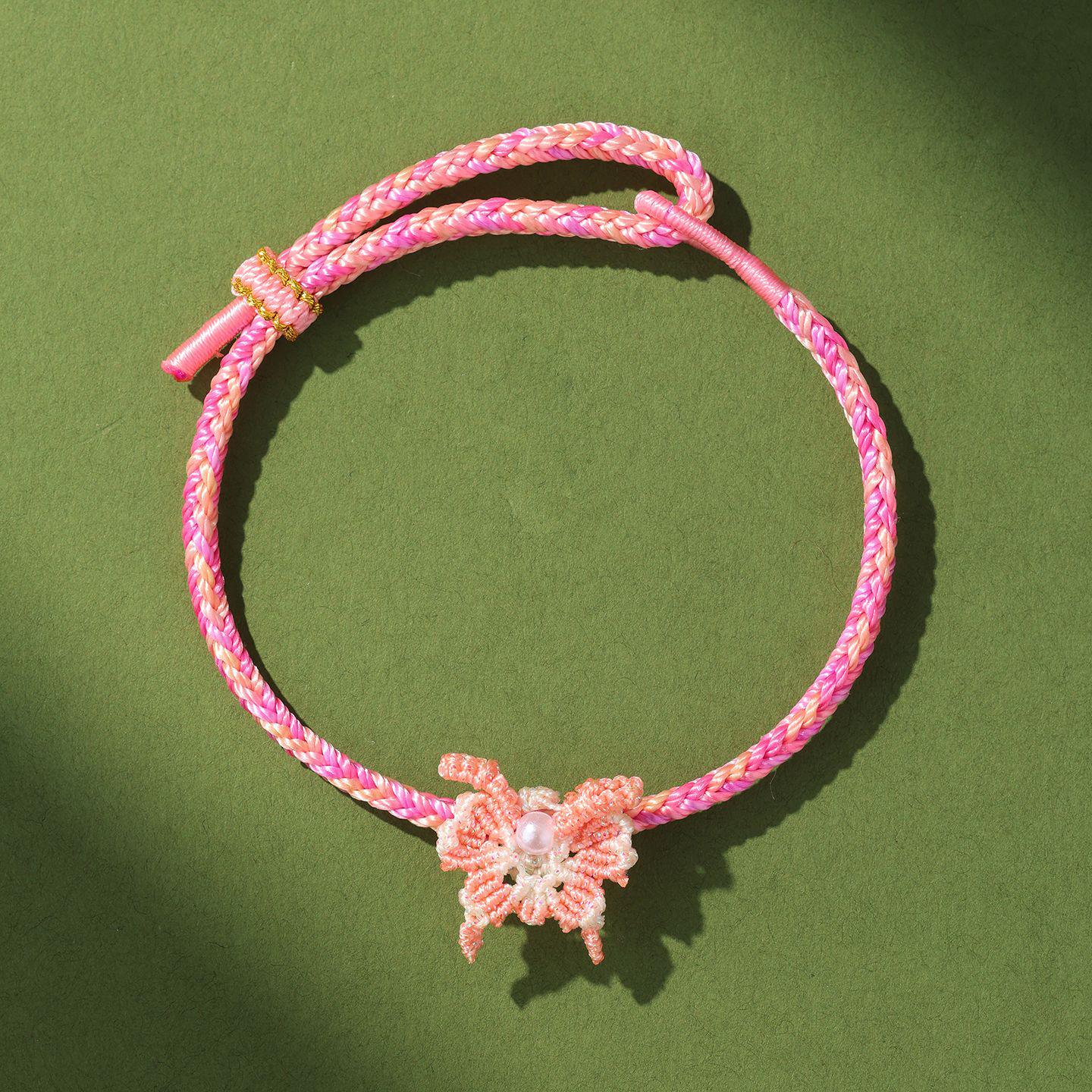 Hand-woven Dragon Boat Festival Colorful Butterfly Bracelet - Ethnic Style Gift for Children & Adults