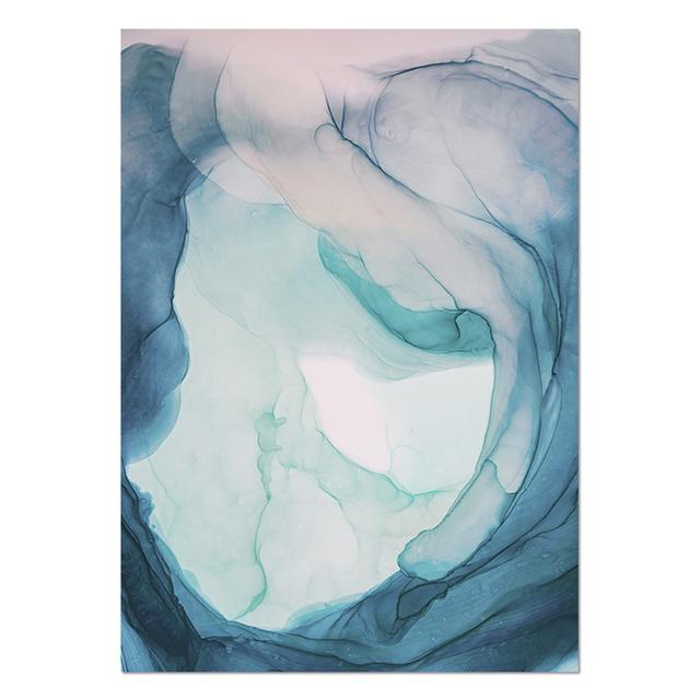 Abstrakcyjny obraz na płótnie Wall Art niebieski atrament Bloom drukowany obraz akwarela plakat skandynawski dekoracje ścienne zdjęcia do salonu