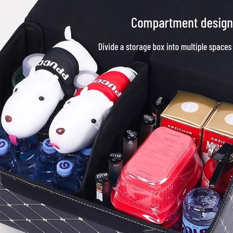 Składany organizer i pudełko do bagażnika samochodowego ze skóry