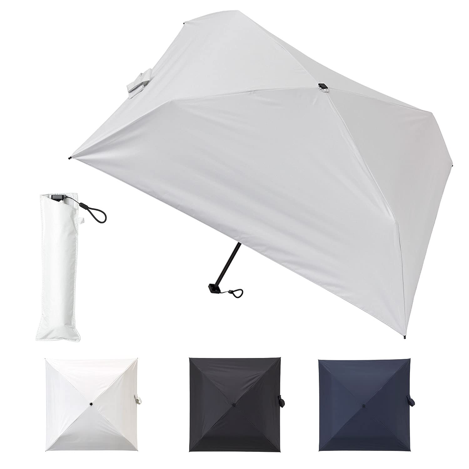 

masu parasol for both sun and square folding plain 50 cm light and super [Moonbat] Men s rain, umbrella, white, [ultra slim]
