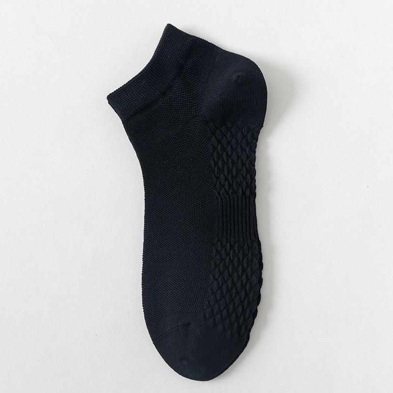 

Мужские весенне-летние ультратонкие сетчатые антибактериальные короткие носки из чистого хлопка, массажная подошва, противоскользящие и влагоотводящие хлопковые носки 1 pair чёрный