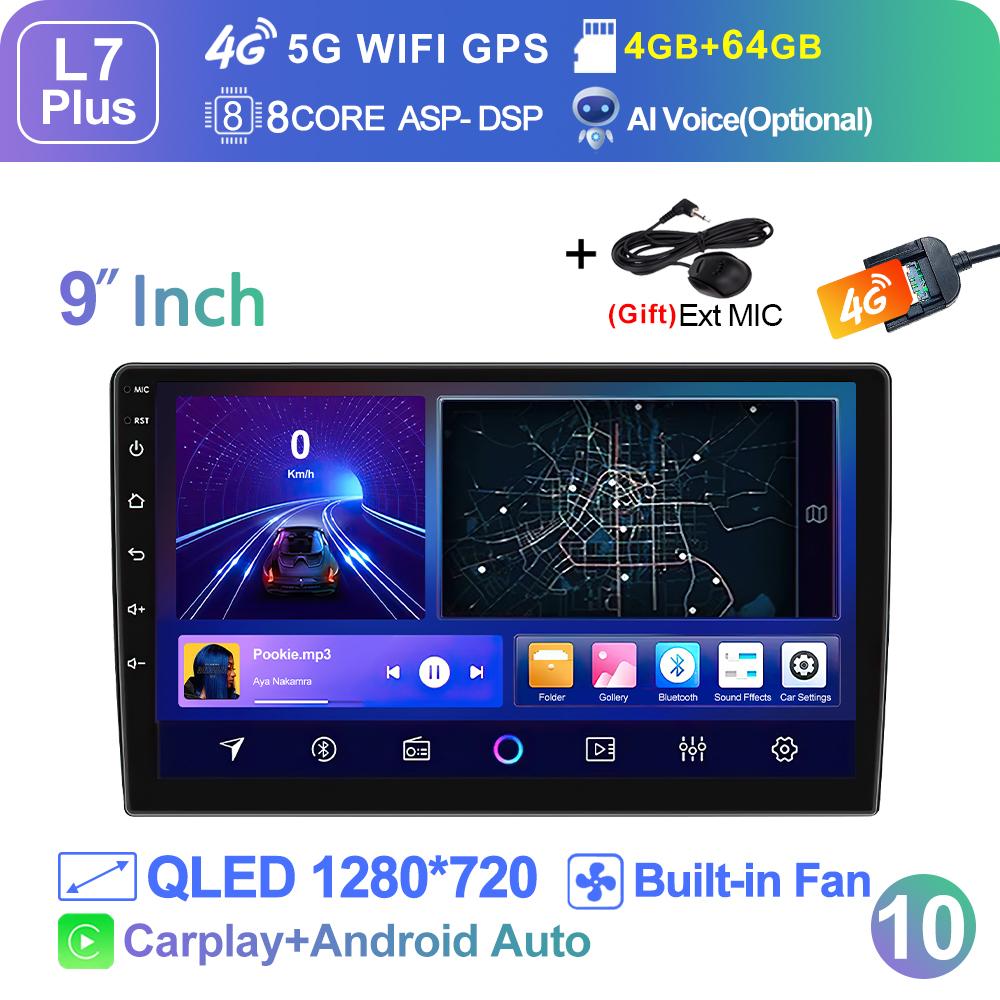 

Беспроводной Carplay 2din Android 14 автомобильный радиоприемник мультимедиа видеоплеер универсальный 7/9/10 дюймов Авторадио GPS навигация 4G WiFi
