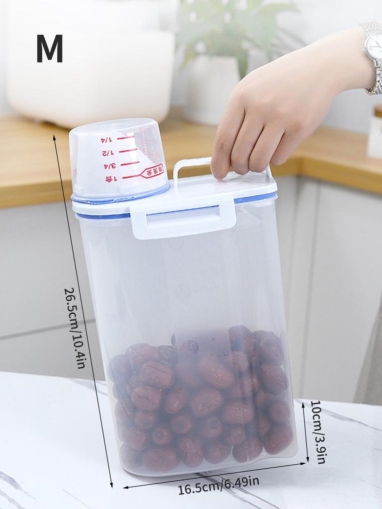 Japanese Airtight Storage Container - Plastic Rice & Grain Bin with Measuring Cup, Pet Food Canister (Anti-Moisture/Pest Proof)