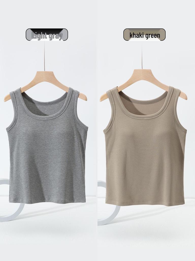 Slim-Fit Women's Threaded Tank Top with Integrated Pads - Comfortable, No Restriction, Ideal for Spring/Summer Yoga & Outer or Base Layer Wear.