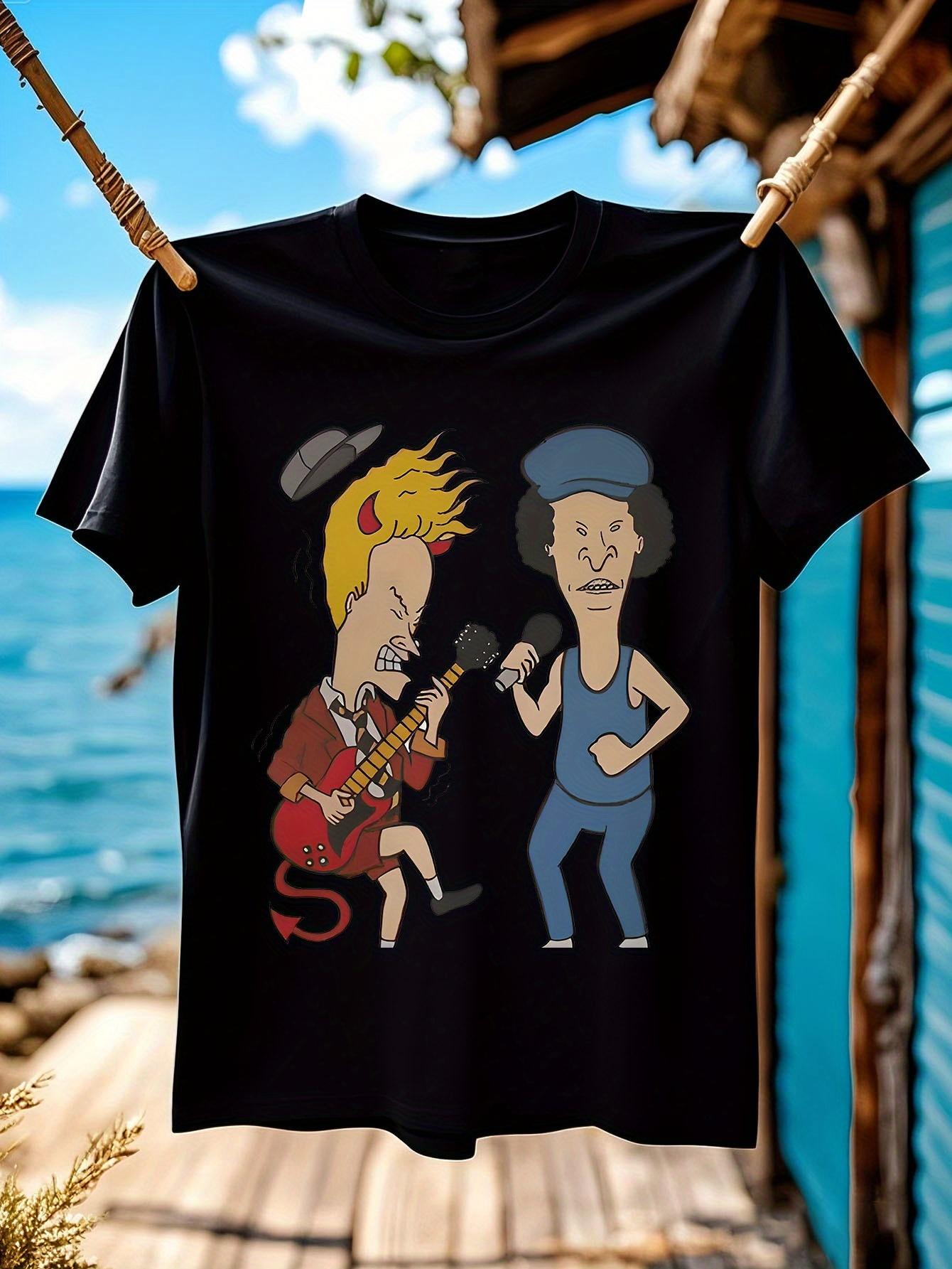 Men s Beavis & Butthead Rock Band Graphic T-Shirt - Iconic TV Show with Beavis & Butthead Faces XXXXL