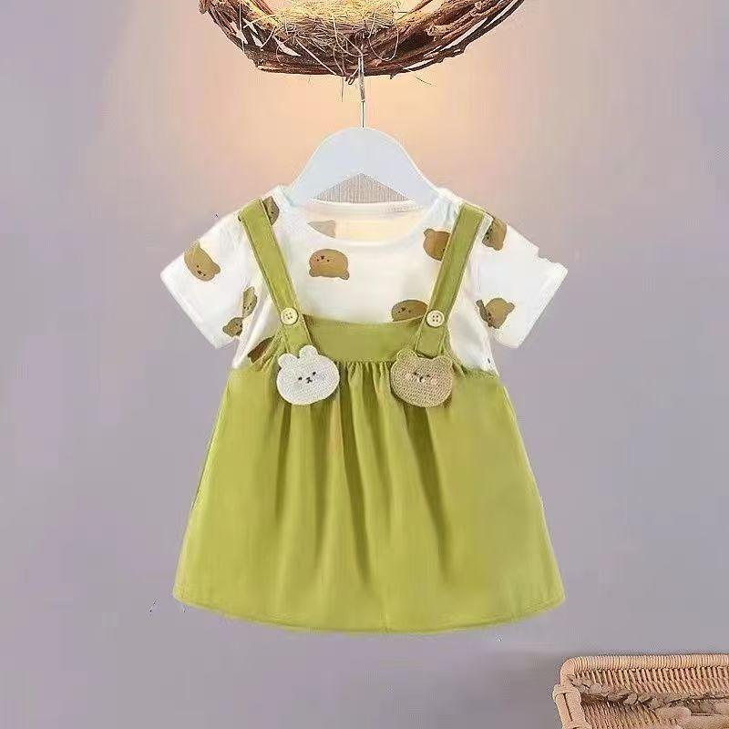 Cute Infant Baby Girls Short Sleeve Princess Dress Casual Soft Breathable Summer Outdoor Play Party Birthday Skirt Dress