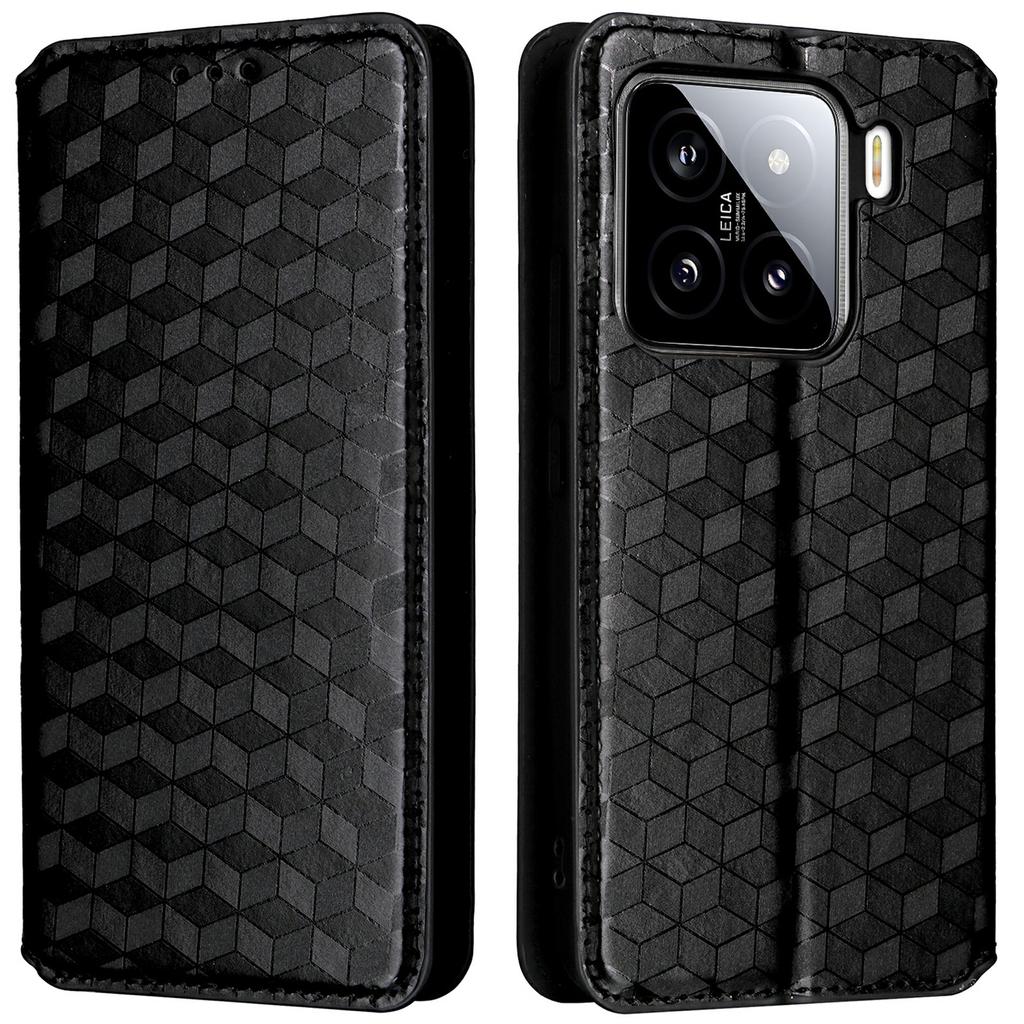 For Xiaomi 15 Wallet Case Rhombus Imprinted Leather Phone Cover
