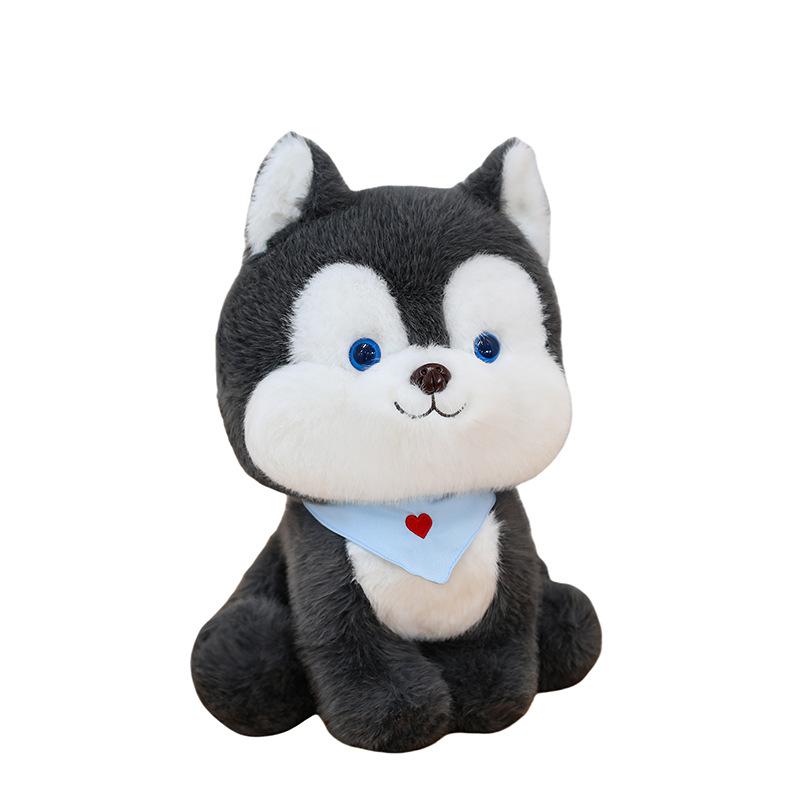 New Q-version Scarf Husky Doll Cute Sitting Dog Doll Plush Toys To Give Girlfriend Children's Gift