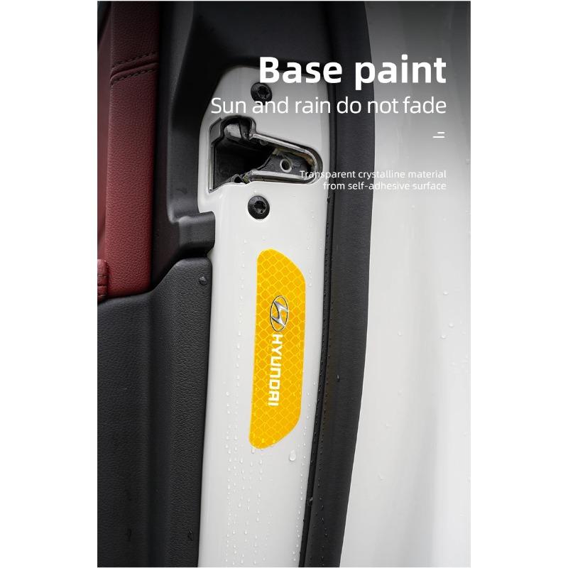 4pcs Car Door Sticker Reflective Safety Warning Mark Decoration Decals For Hyundai NLINE I30 I20 I10 Venue Tucson Ioniq IX35 I40