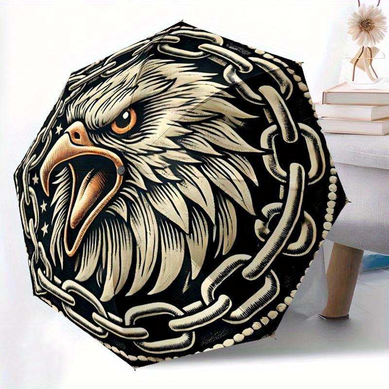 1pc Eagle Head Emblem Automatic Open, Sturdy Iron Frame, Compact Folding Design, All-Season Portable Umbrella for Women & Men, Outdoor Umbre