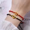 Gold-Plated Concentric Circle Dragon & Phoenix Couple Bracelet Necklace