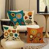 Retro Abstract Floral Pillow Covers Orange Blue Green Cushion Covers Zippered Decorative For Living Room Bedroom Sofa Home Decor