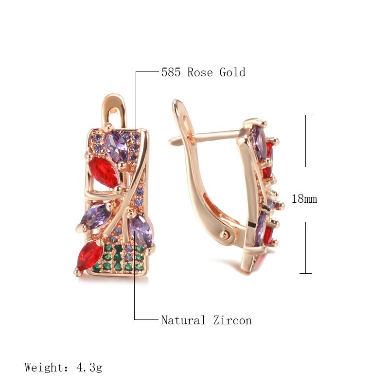 Luxury  Rose Gold Color Flower Drop Earring Colorful Natural Zircon Brilliant Earrings Fashion Bridal Wedding Jewelry