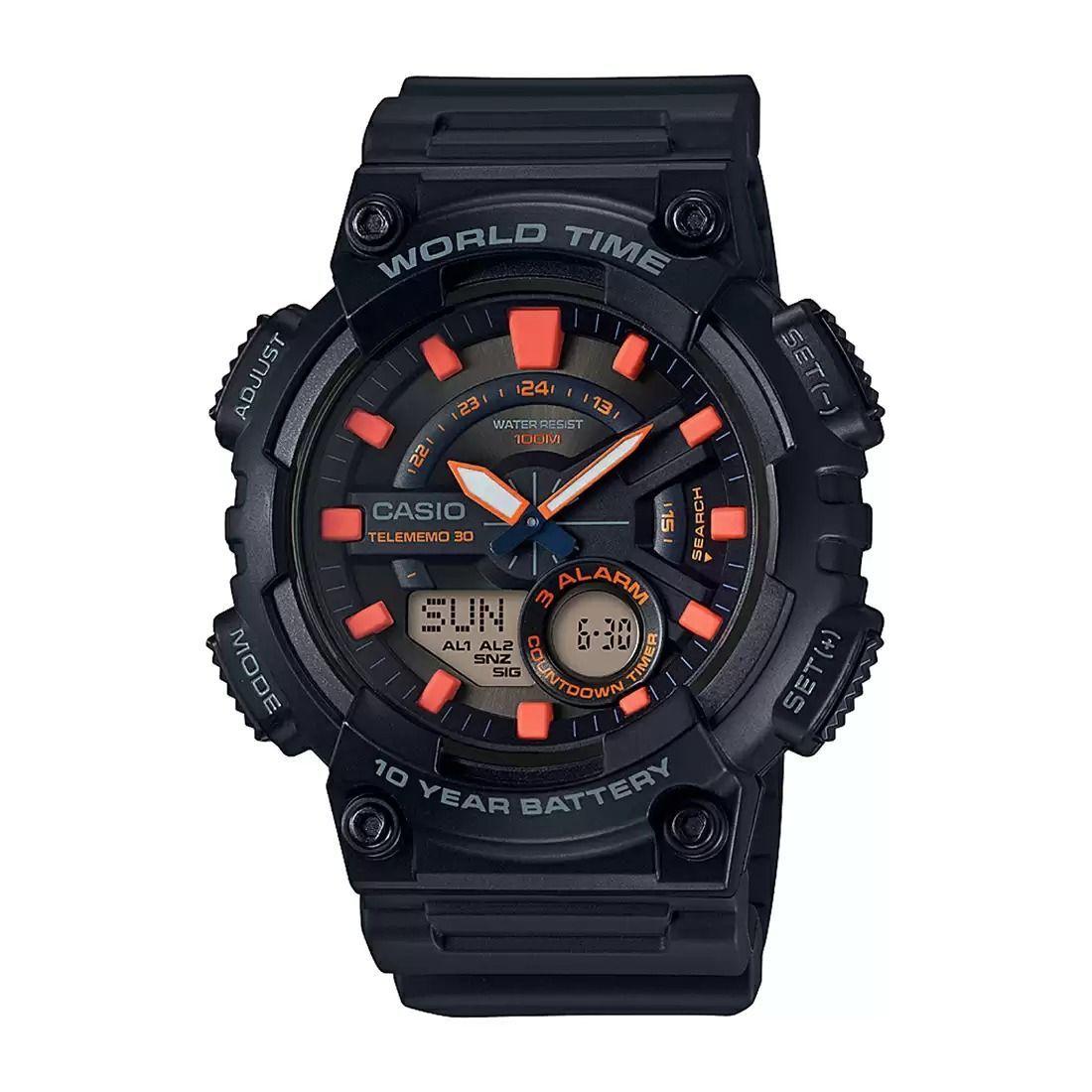 

Аналогово-цифровые черные мужские часы, Black Analog-Digital Men s Watch, Casio
