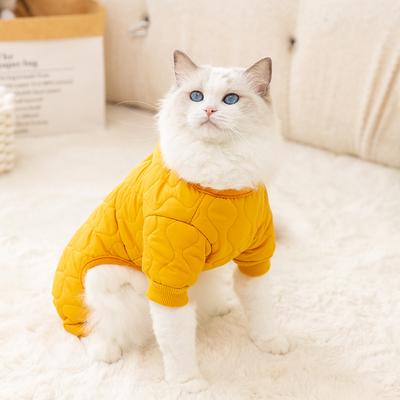 Cat Clothes Winter Thickened Warm Simple Quilting Cotton Cardigan Kitten Puppy Autumn Four-legged Cotton-padded Clothes Pet Dog Clothing