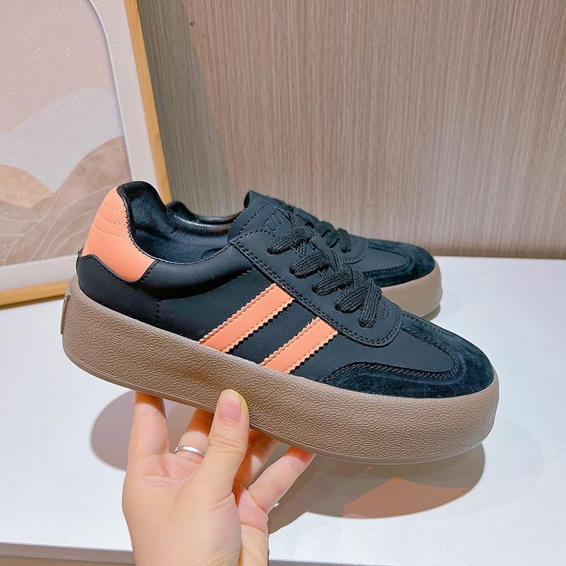 Leder Herbst neue Board Schuhe Plateau Einzelschuhe Sport kleine weiße Schuhe Damen Freizeitschuhe