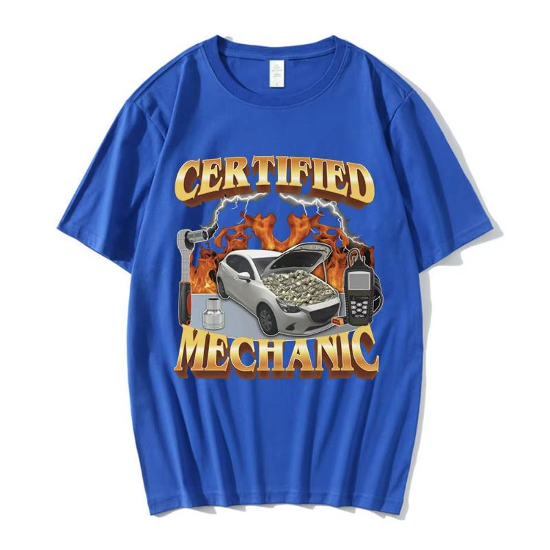Fashion Certified Mechanic Meme Graphic T-Shirt Men Women's Hip Hop T-shirts 100% Cotton Casual Short Sleeve Oversized T Shirts
