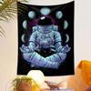 "Zen Astronaut with Cosmic Moons" Patterned tapestry home decor, suitable for bedroom and living room, gift