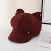 Cute and sweet cat ear hat ins wind versatile newsboy hat versatile octagonal hat British face little cap