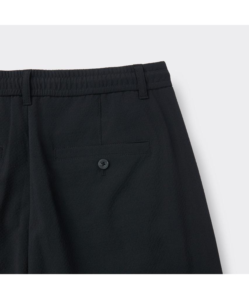 Keoseuuteommellou Black Curved Drawstring Seersucker Pants Cwpam26342Bkx