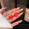 New Year's Festive Ankara Red Lucky Bag Earrings Women's National Tide Lucky Treasure Red Lantern Earrings Fashion Versatile Earrings