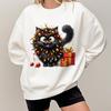 Christmas themed black cat pattern women's sweatshirt