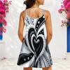 Women Plus Size Light Beige V Neck Double Straps Floral Printed Sleeveless Curved Hem Mini Dress