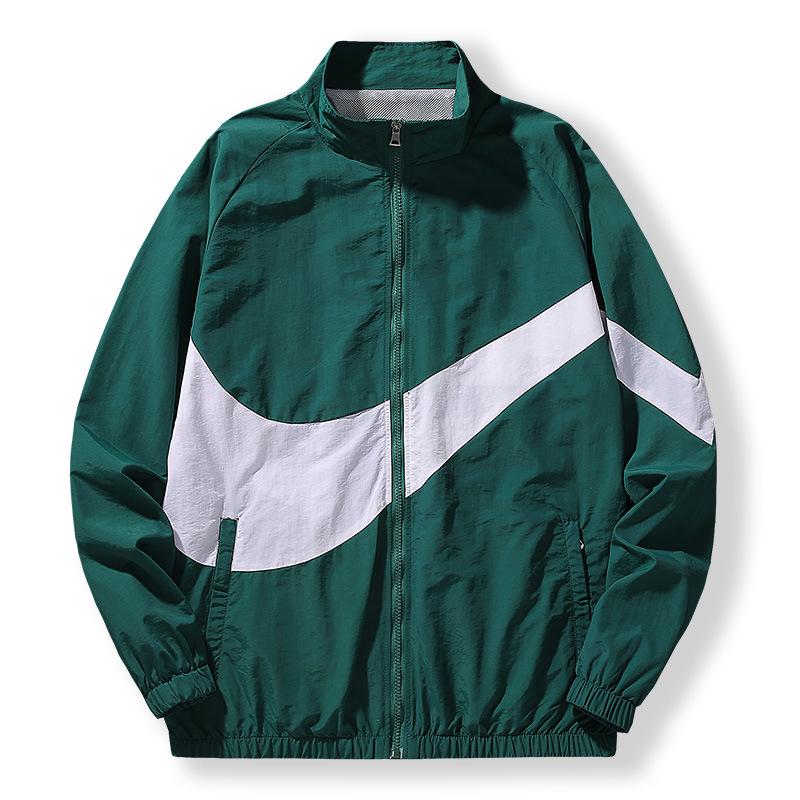 

2024 Men s Color Block Windbreaker - Spring/Summer Casual Sports Jacket for Teens & Students 4XL зелёный