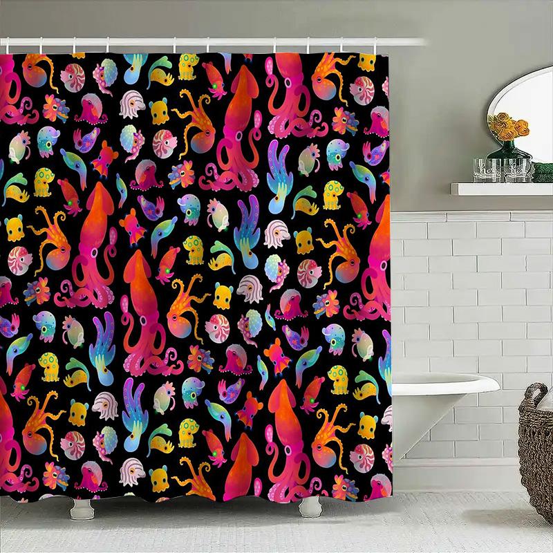Ocean Tentacles Shower Curtain Sea Creature Backdrop Waterproof Bathroom Decor Artistic Deep Sea Vibes Unique Home Textile