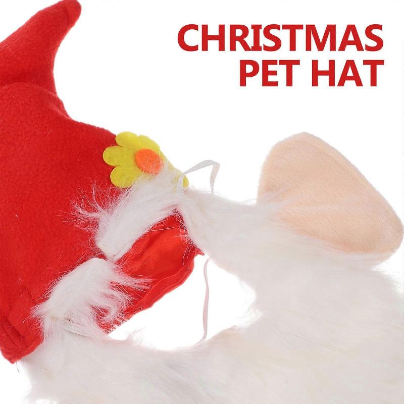 Knitting Christmas Pet Hat for Decoration 2Pcs Red Pet Headwear