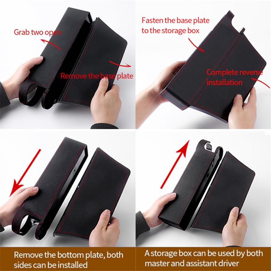 1pc  Beige Car Seat Gap Filler Organizer Pocket Seat Storage Box Multi-function PU Leather Box Universal