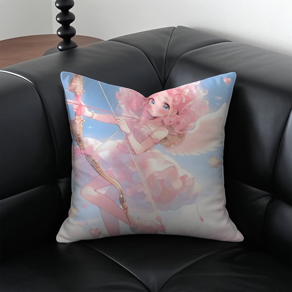 C-Cupid Angel Pillow Kawaii Anime Cushion Cushion Cover Pillow Case Anti-Dustmite Invisible Zipper Silky Plush Cushion