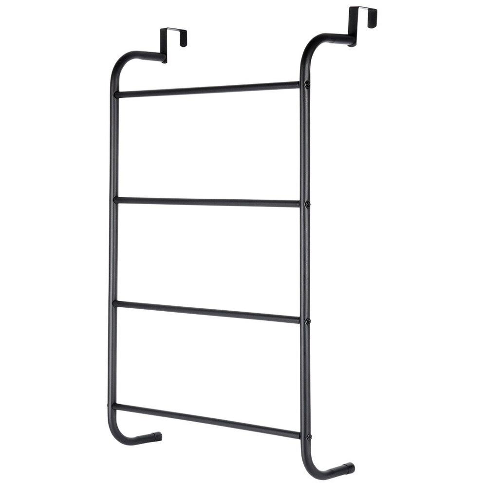 Black metal towel rack