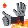 Hitzebeständige und hitzebeständige Grillhandschuhe mit fünf Fingern, wärmeisolierend, mikrowellengeeignet, mit Silikonbeschichtung.