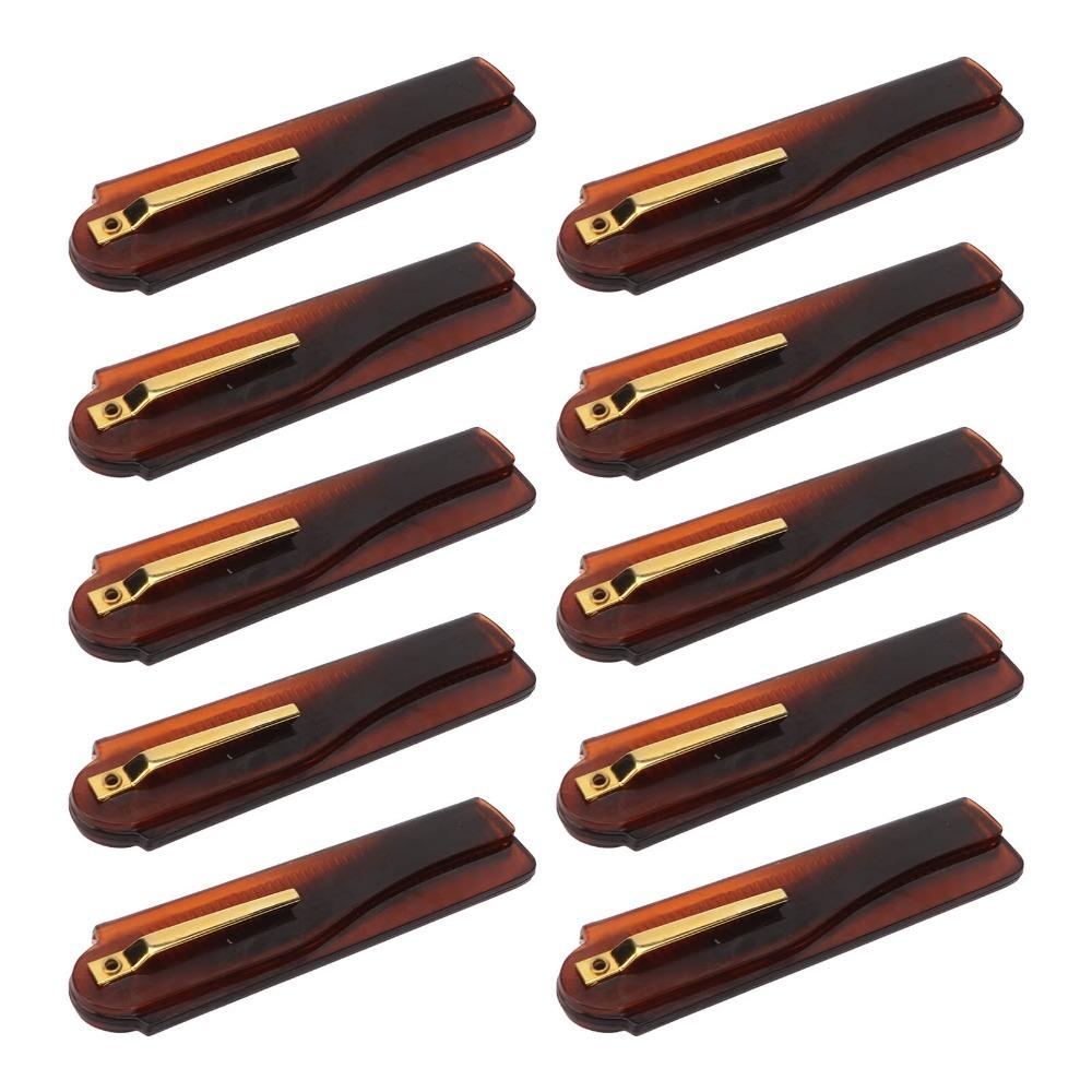 10pcs Brown Folding Pocket Comb Gold Buckle Handmade Comb Portable Fine Tooth Comb For Men