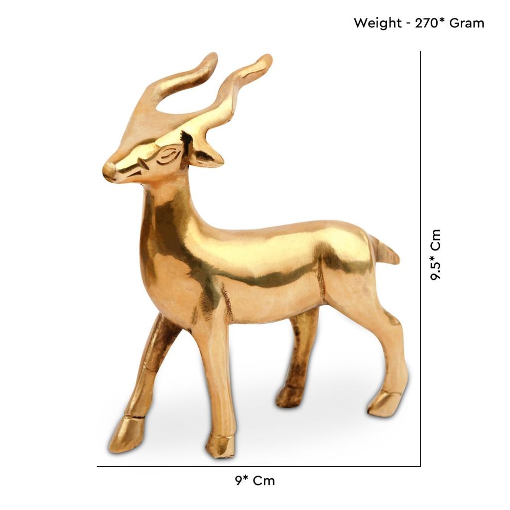 Pure Brass Deer Pair Idol, Vastu Idol For Home & Office, Religious - 9.5 Cm
