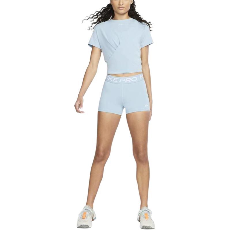 Nike Camiseta de Manga Corta con Cuello Redondo y Logo Sólido Dri-Fit para Mujer Tops Azul DD4922-494