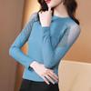 Aiyimaiyi Women's Mesh Knit Long Sleeve Top, Round Neck - Autumn/Winter 2023