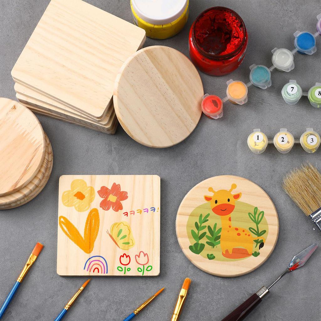 Solid Wood Coaster with Logo Engraving - Square, Round, Heart-Shaped Heat-Resistant Coaster