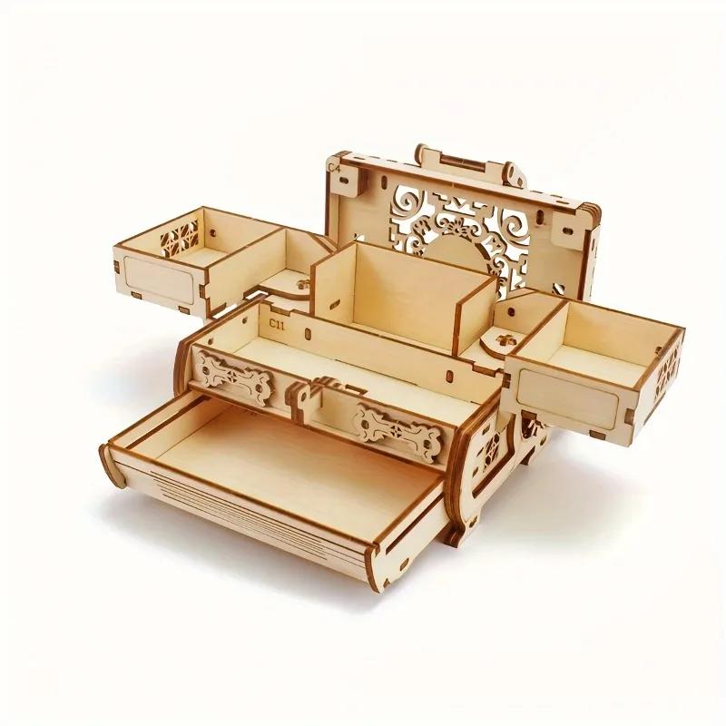 1Pc 3D Wooden Puzzle Treasure Box DIY Craft Mechanical Gift for Puzzle Lovers