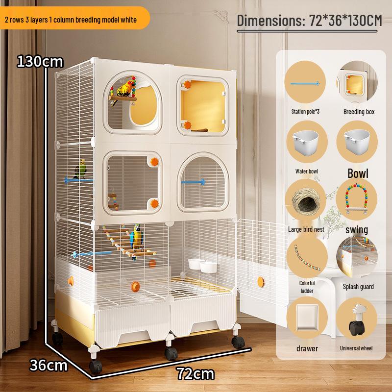 Hao Lei De Zhu Large Anti-Splash Parrot Cage for Cockatiel, Budgie, Lovebird, Sun Conure