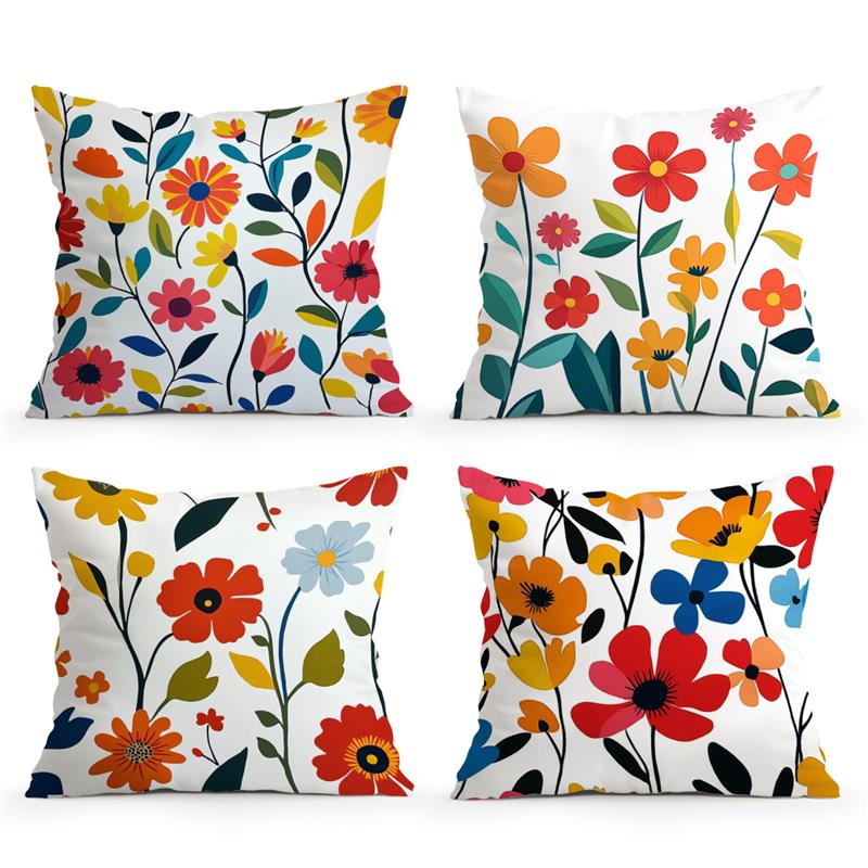 Home Decor Colorful Floral Pattern Decorative Pillow Covers Pattern Cushion Cover Suitable For Sofa Bedroom Car Pillow Cover